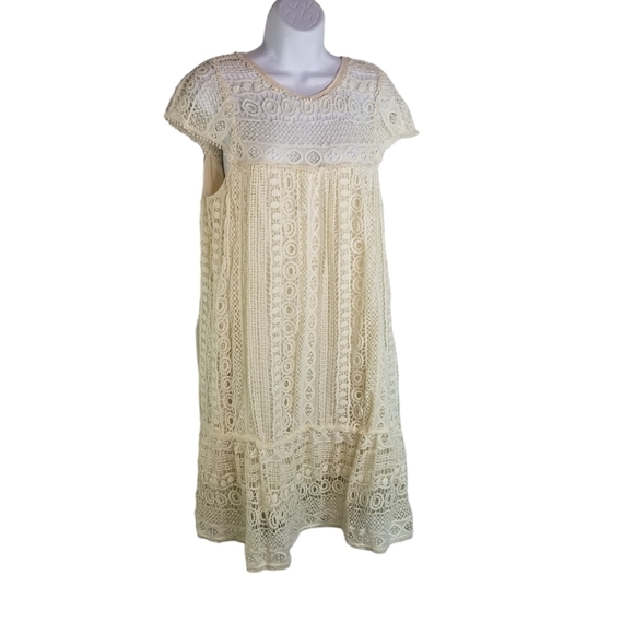 Anthropologie Maeve cream crochet lace babydoll dress - Picture 3 of 12